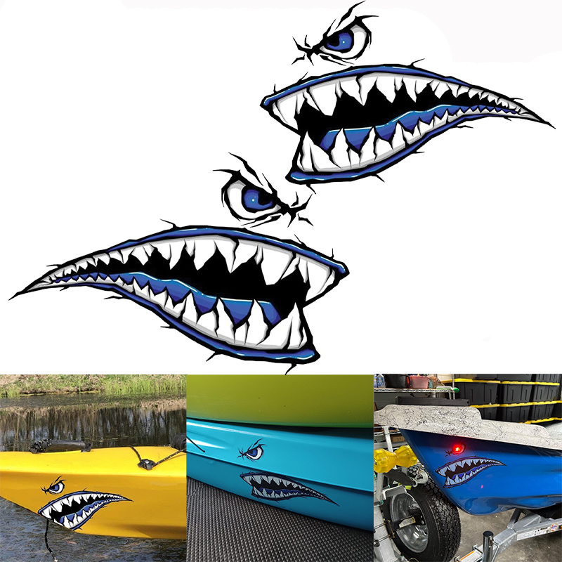 Fishing Boat Inflatable - 2 Buah Stiker Perahu Mulut Gigi